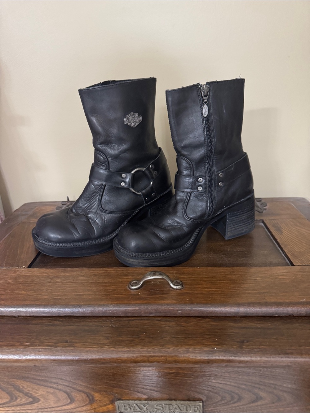 Harley-Davidson Women's Black Leather Harness Boots